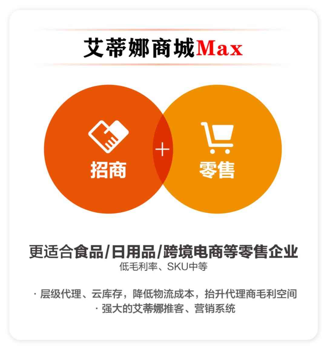 “招商+零售”双核版艾蒂娜商城--可定制化智慧商业模式，十年扛鼎之作！